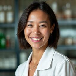 Portrait of Dr. Evelyn Reed, a cosmetic chemist, with a warm, knowledgeable expression.