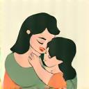 An illustration of a parent and child laughing while doing a skincare routine together, making it fun.