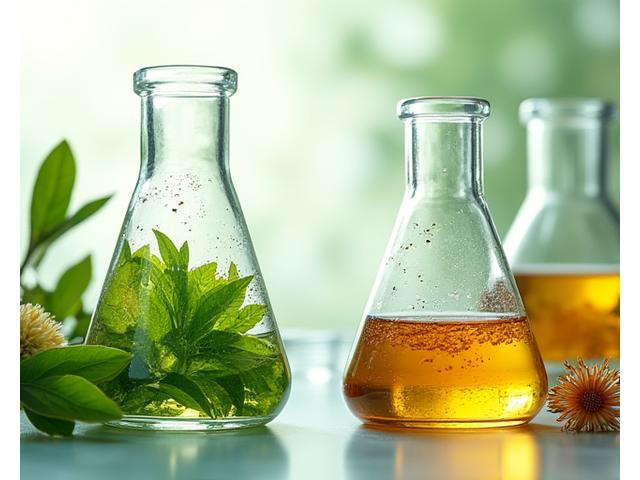 A visual comparison showing natural, safe ingredients on one side and chemical structures on the other, symbolizing AuraBloom Organics' commitment to clean formulations for youth.