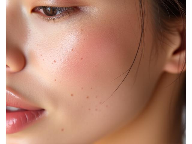 Hydrated face with dewiness on cheeks and forehead