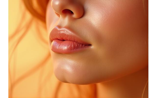 A close-up of calm, clear skin, subtly glowing, representing reduced sensitivity